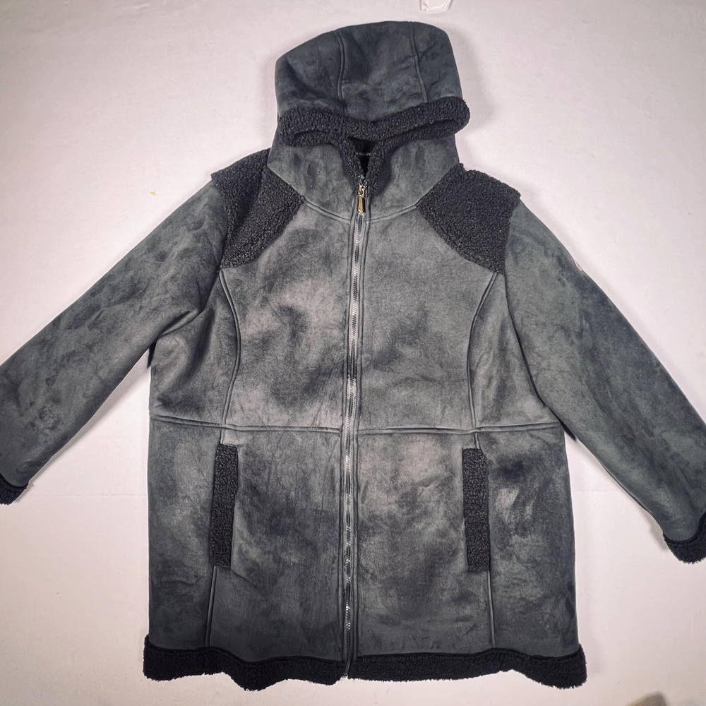 Koolaburra by UGG Womens Gray Faux Suede Fur Lined Hooded Jacket 2X AS45146